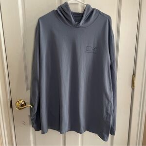Mens VINEYARD VINES 100% Cotton Blue Whale Long Sleeve Hooded Tee Size XL